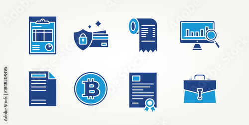 minimalist set of finance silhouette flat icons vector illustration design. invoice, receipt, financial, payment, and more