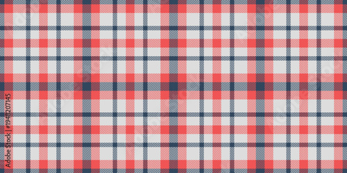 Exotic check vector plaid, network background seamless fabric. Present tartan pattern textile texture in gainsboro and red colors.