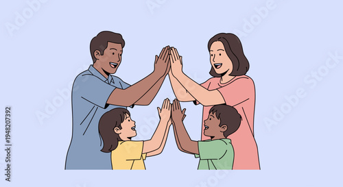Family High Five Together Happiness.