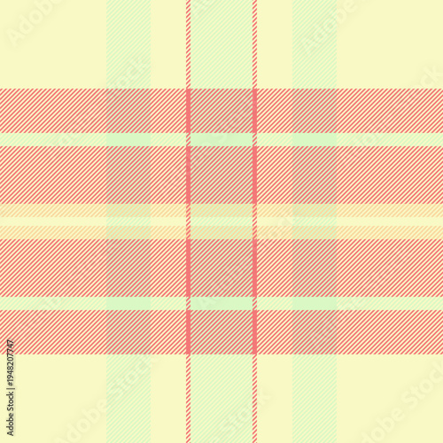 Sofa plaid fabric pattern, tattersall seamless check textile. Sparse tartan vector texture background in light and red colors.