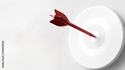 Precision and Focus: Target with Red Arrow Hitting the Center of a Clean Board