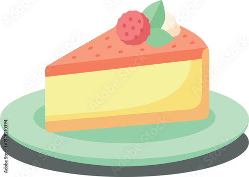 Strawberry Cheesecake Slice Illustration