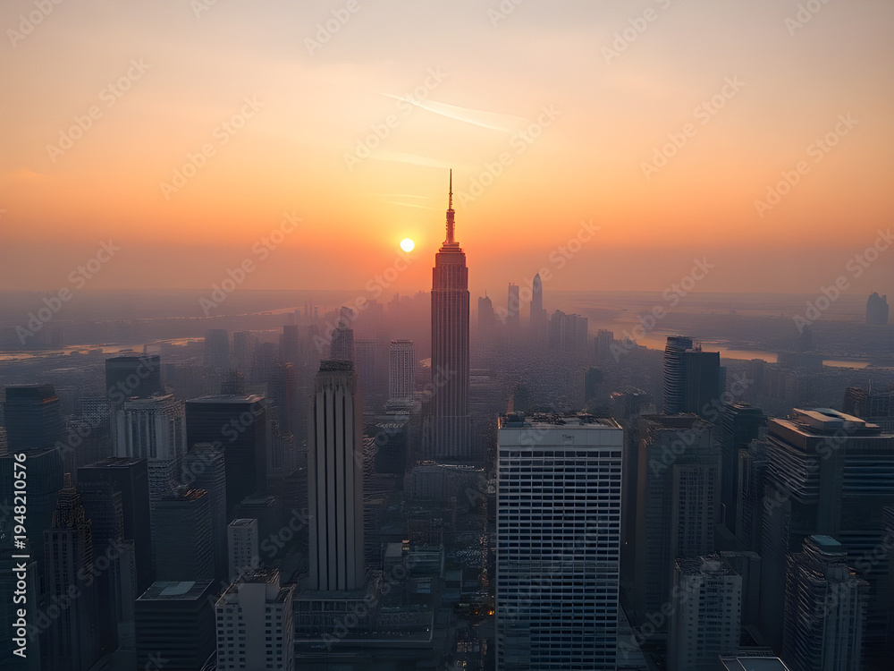 Fototapeta premium New York City skyline with Empire State Building at sunset