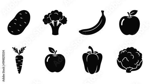 A comprehensive analysis of fresh fruit and vegetable icons for healthy eating and nutrition guidance