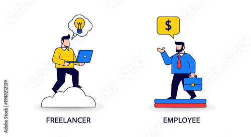 Understanding career options weighing the creative independence of a freelancer against the financial security of a corporate employee