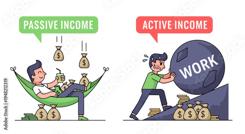 Visualizing the contrasting paths to wealth effortless passive income versus the relentless struggle of active work