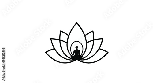 yoga meditation lotus flower silhouette logo