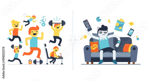 Active Lifestyle vs Sedentary Couch Potato A Contrast in Health and Happiness