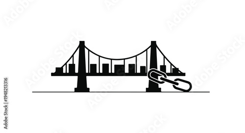 black silhouette city bridge with bicycle