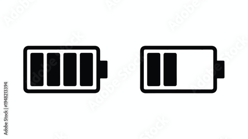 Battery charge level icons showing full and partial power
