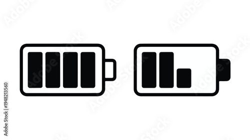 Battery level icons showing full and partial charge