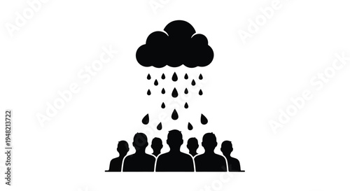 rain falling on people crowd stormy weather