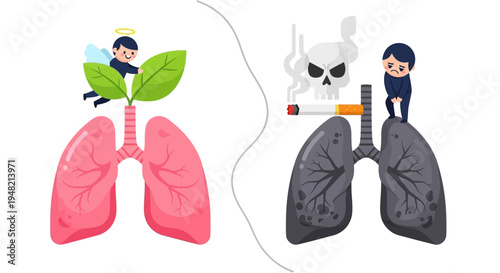 Impact of Lifestyle Choices A Visual Depiction of Healthy Lungs vs. Smoking-Damaged Lungs, Highlighting Respiratory Wellness