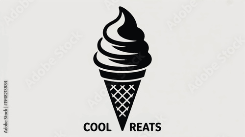 Black and white ice cream cone graphic with cool treats text