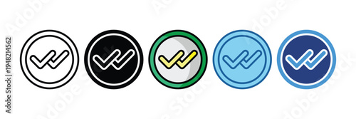 Double Checkmark  Icon Set Multiple Style Collection