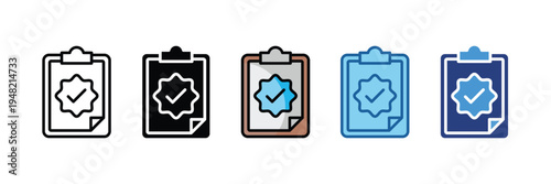 Task Verified  Icon Set Multiple Style Collection
