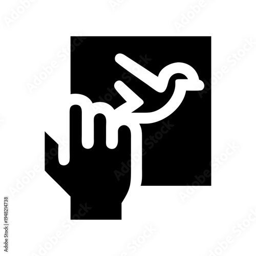 Black and white vector icon of hand swiping right