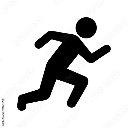 Black running man icon vector