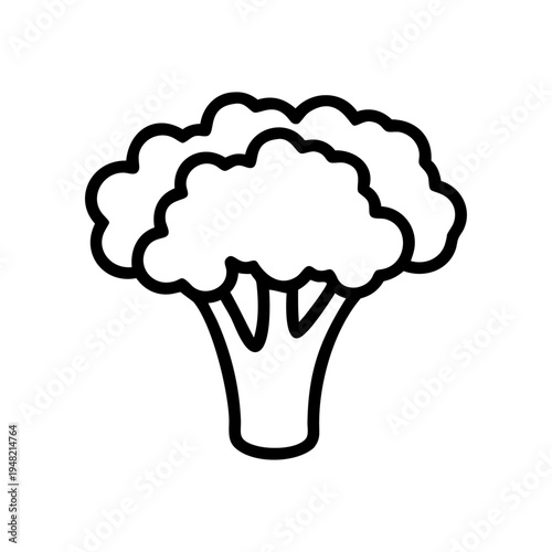 Black line art broccoli icon vector