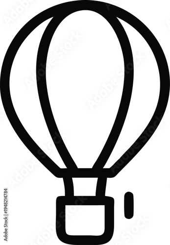 Black hot air balloon vector icon