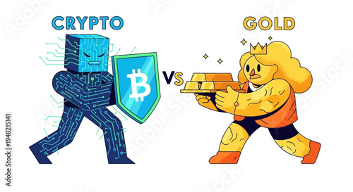 Digital Currency Versus Physical Precious Metal A Conceptual Battle Illustration