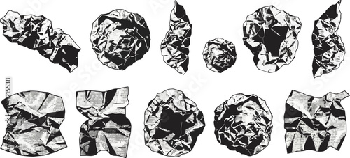 Crumpled Halftone Paper Vector Set — Editable Wrinkled Sheet, Comic Pop-Art Texture, Commercial Use Backgrounds