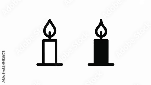 candle flame icons in black and white
