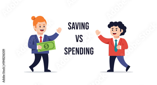 Balancing Financial Decisions An Illustration Highlighting the Important Contrast Between Money Saving and Daily Spending Habits