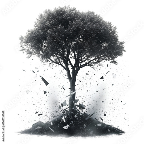 Exploding Tree with Debris and Smoke 1.