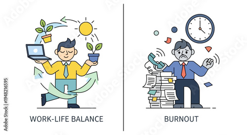 Understanding the difference achieving professional harmony versus succumbing to severe work-related exhaustion and stress