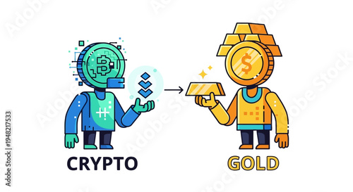 Visualize the transition from virtual cryptocurrency investments to physical gold assets, highlighting secure wealth diversification strategies