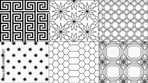 Collection of various geometric patterns and designs for backgrounds and textures