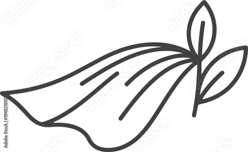 Natural field landscape outline icon with growing plant leaves representing organic farming agriculture sustainability and eco friendly