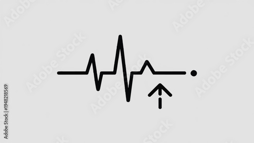 Medical heartbeat ECG line graph with upward arrow  health monitoring symbol