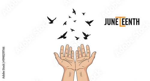 Hands releasing birds into freedom.