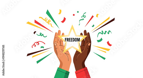 Two hands holding a freedom star.