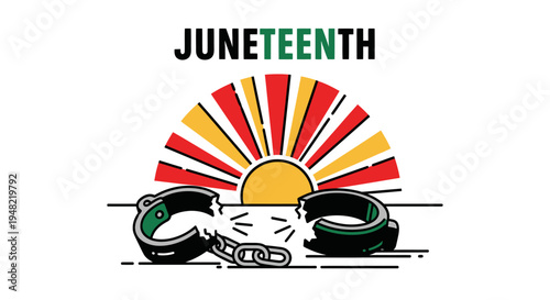 Juneteenth Freedom Broken Chains Illustration.