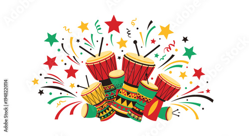 Colorful Drums and Music Instruments.