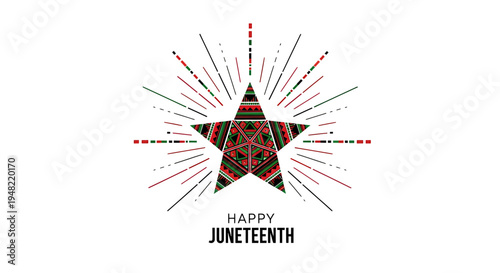 Juneteenth Celebration Emblem Star Design.