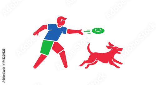 Man throwing frisbee to dog.