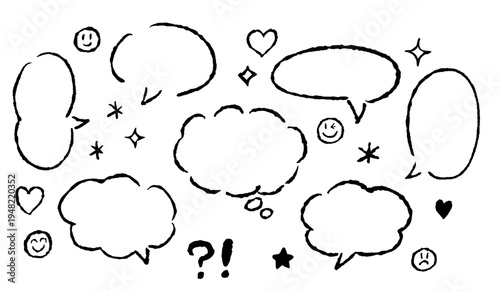 手書きの線吹き出し　Handwritten line speech bubble.