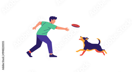 Man throwing frisbee to dog.