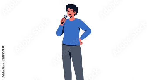 Young man holding a mobile phone.