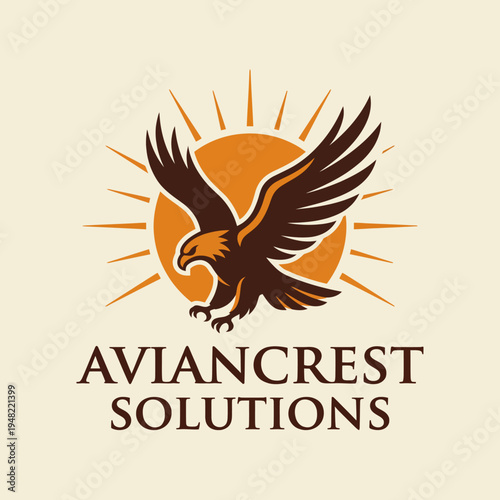 This logo showcases a powerful eagle soaring above a sun symbol, representing strength, vision, and high aspirations in the context of innovative solutions and success.
