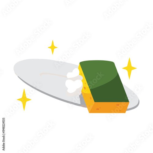 Cleaning plate with sponge