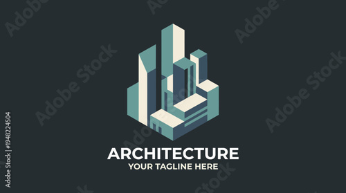 This creative logo design showcases abstract skyscrapers and modern architectural forms, representing sophistication and innovation in architecture and design.