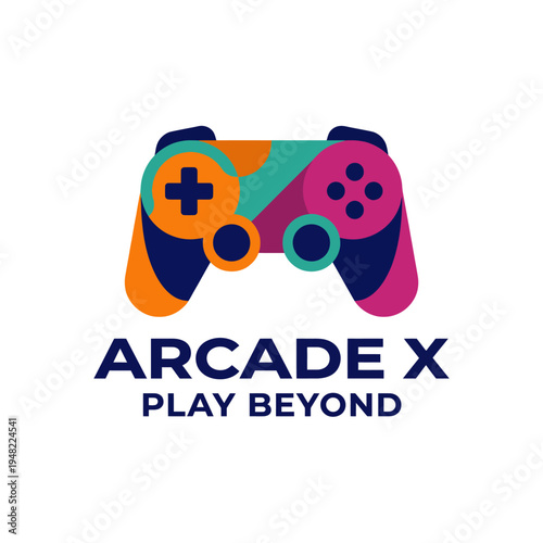 An energetic logo featuring a video game controller in bright colors, portraying a sense of fun, creativity, and entertainment, perfect for gaming-related businesses and products.