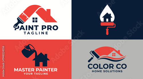 A collection of logos for a painting business, showcasing different artistic styles and vibrant color schemes that represent creativity, home transformation, and professionalism.