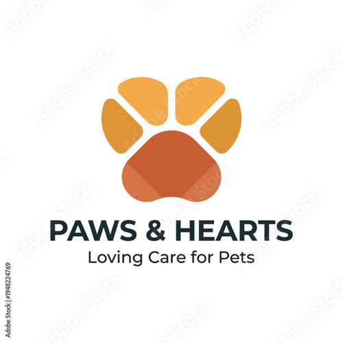 This playful paw print logo design symbolizes loving care for pets, making it ideal for a business focused on providing quality services for furry companions.