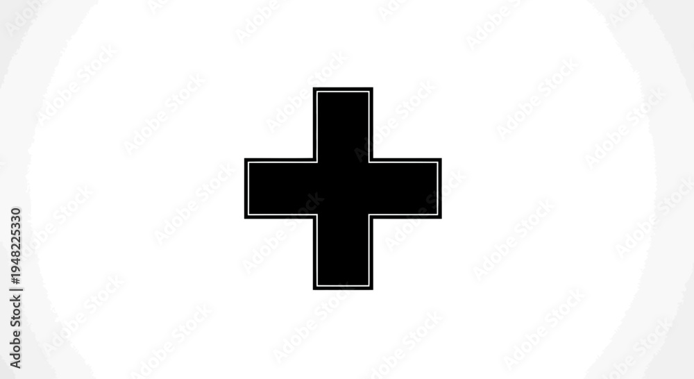 Fototapeta premium Black plus symbol on white background, simple design, graphic element